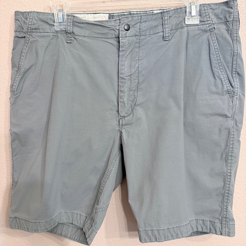 Relwen Mens Gray Stretch Chino Shorts Size 36 Flat Front Casual Heritage Outdoor